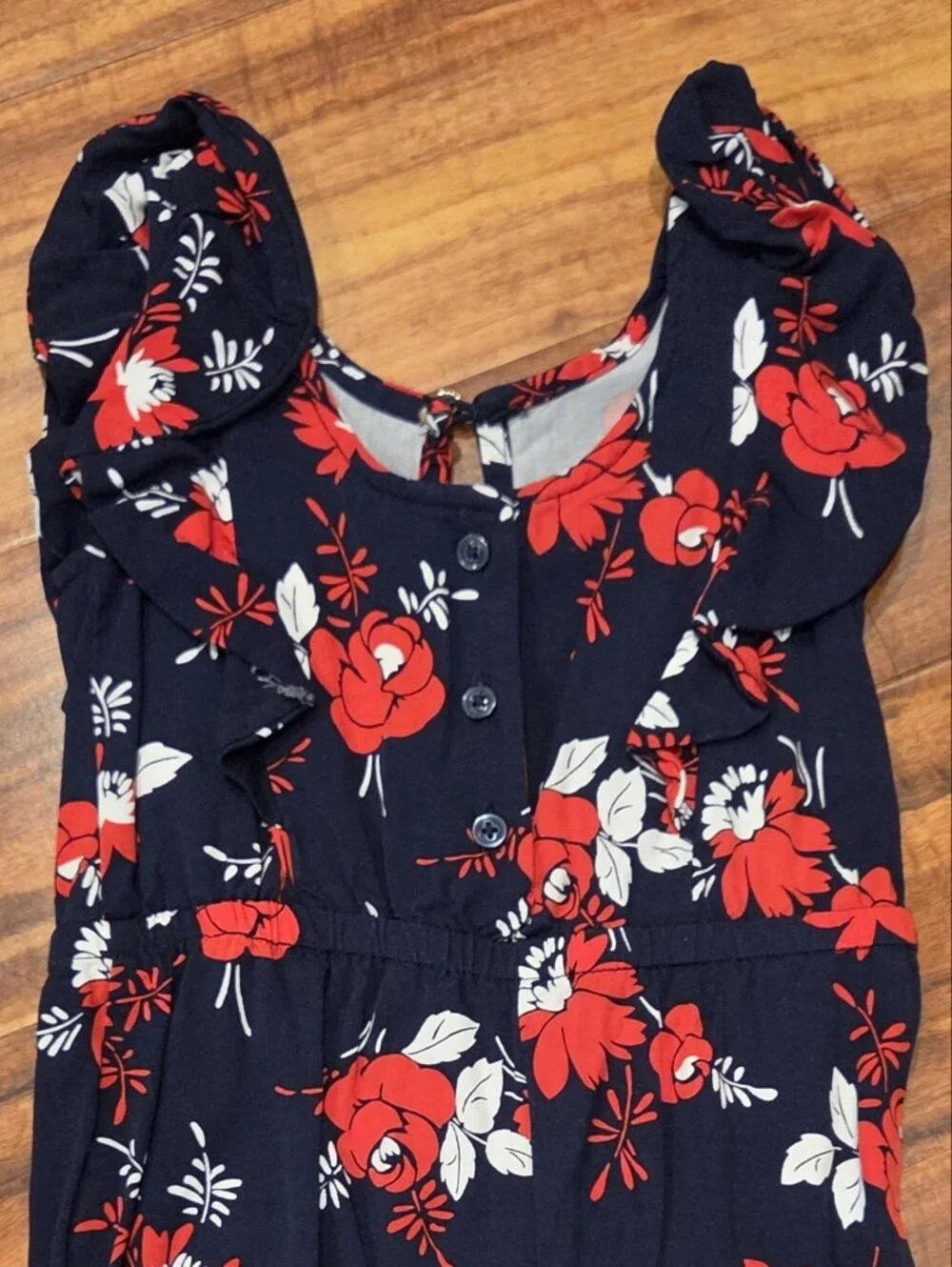 Janie and Jack 18-24 Months Navy/Red Floral Jumpsuit